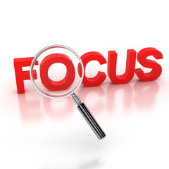 in the focus icon - focus 3d letters under the magnifier