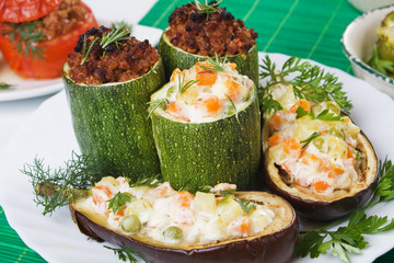 Stuffed zucchini and aubergine