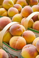 Baskets Full of Peaches in the Market
