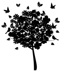 floral tree silhouette