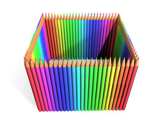 cube de crayons de couleur