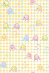 Seamless cute pattern of baby elephants.