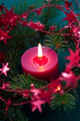 christmas decoration with red candle