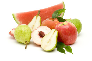 fresh fruits isolated on white