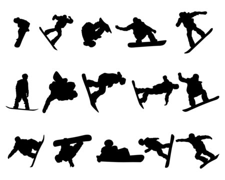 Snowboarder Silhouette Set