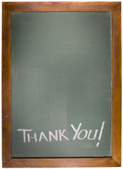 Thank You text on green blackboard with copy space