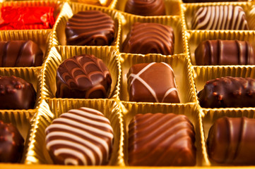 Milk chocolates candies in a box