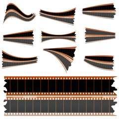 Negative film strips on white