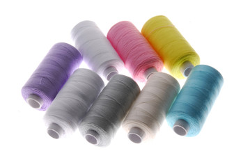 colorful thread spools