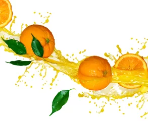 Crédence en verre imprimé Éclaboussures deau Jus d& 39 orange isolé sur blanc