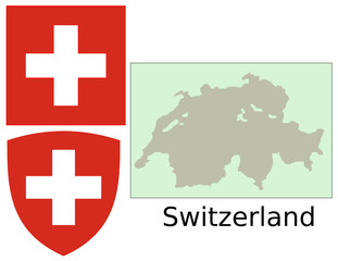 Obraz premium Switzerland flag national emblem map