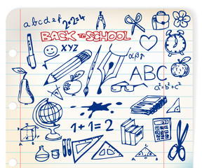 set of school doodle illustrations