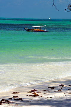 Beautiful white sand beach. Zanzibar, Tanzania