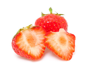 fresh strawberries over white background