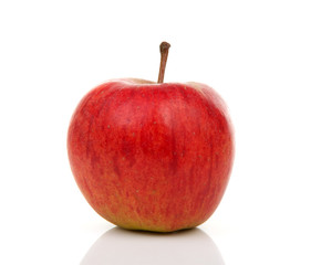 one red apple over white background