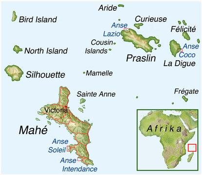 Landkarte von den Seychellen