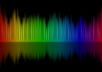 Colorful Sound waveform (editable vector) on black