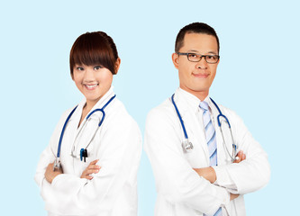 Fototapeta premium Smiling medical doctors with stethoscopes. .