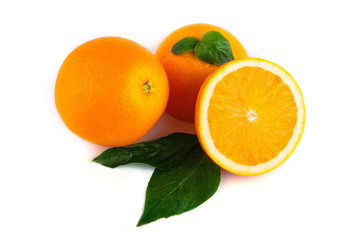Arrangement of orange on a white background
