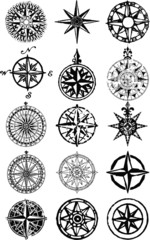 Wind roses - nautical compass vector grunge collection © PrintingSociety
