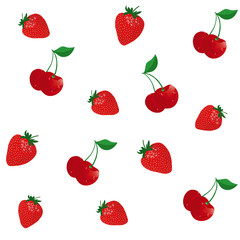 vector background with cherry and strawberry