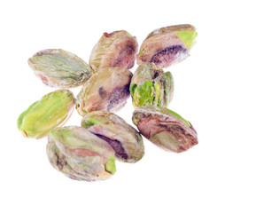 A bunch of delicious peeled Pistachio nuts
