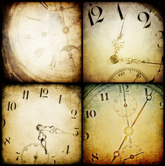 Antique pocket clock faces. .Grunge backgrounds collection.