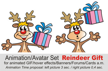 Animation Set Reindeer Gift