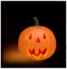 Halloween pumpkin on black. Vector.