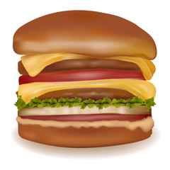 Big cheeseburger. Vector.