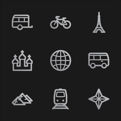 Travel web icons set 2, grey mobile style