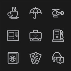 Travel web icons set 4, grey mobile style