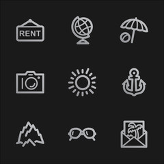 Travel web icons set 5, grey mobile style