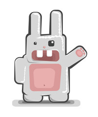 Vector illustration of funny white rabbit