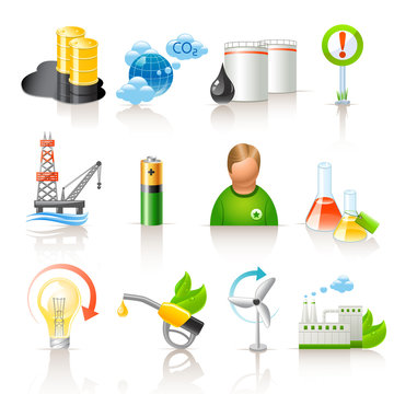 ecology and fuel  icons