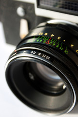 Obraz na płótnie Canvas Closeup camera and lens scale