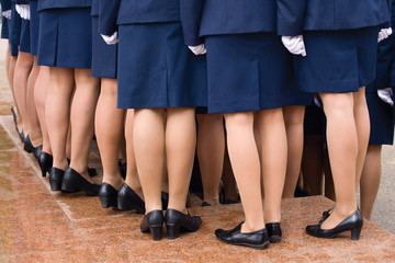 shapely legs, a few women