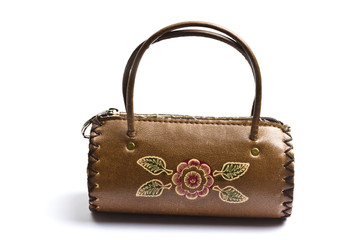 Mini handbag isolated on white background