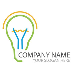 Empresa de electricidad. Logotipo lineal bombilla en varios colores