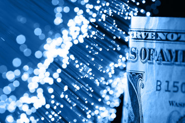 Fiber optics background with lots of light spots