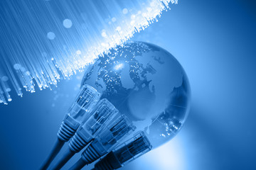 Fiber optics background with lots of light spots