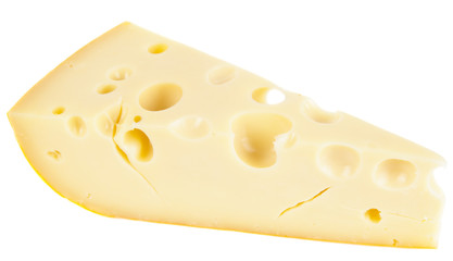 Piece of ripened swiss cheese