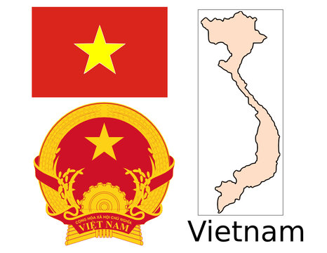 Vietnam flag national emblem map