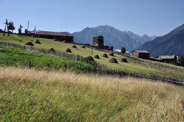 Fototapeta na wymiar Village in Svaneti, Georgia