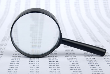magnifier and financial page