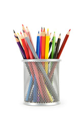 Various colour pencils isolated on the white