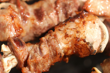 Meat slices prepare on fire