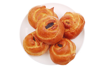 The fresh buns on white