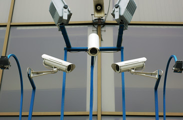 three cctv security cameras