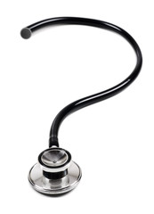 Doctor's stethoscope in the form of a questiond mark